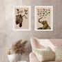 Imagem de Kit 2 Quadros Zebra e Elefante Com Borboletas 45x34cm