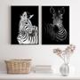 Imagem de Kit 2 Quadros Zebras 45x34cm - Madeira Preta