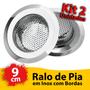 Imagem de Kit 2 Ralo de Pia Inox 9cm ou 3.1/2 para Válvula Americana Tipo Ralo Japonês