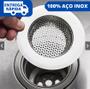 Imagem de Kit 2 Ralo de Pia Para Cozinha Aço Inoxidável 9cm com Borda