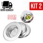 Imagem de Kit 2 Ralo de Pia Para Cozinha Aço Inoxidável 9cm com Borda