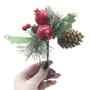 Imagem de Kit 2 Ramos Romã Decoração De Natal Artificial Com Brilho 16cm