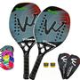 Imagem de Kit 2 Raquetes Beach Tennis Full Carbon 3K Camewin Top Shark