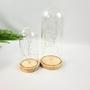 Imagem de Kit 2 Redoma De Vidro Base Madeira Com Led Cupula