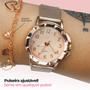 Imagem de Kit 2 Relógio Feminino Rosa prova D'água Pequeno Ajustável Social Luxo Atacado
