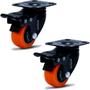 Imagem de Kit 2 Rodízio Linha Black Placa 50mm Com Freio Laranja - Colson