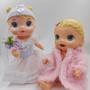 Imagem de Kit 2 roupas de boneca baby alive Vestido de noiva + Casaco de pele rosa