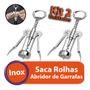 Imagem de Kit 2 Saca Rolha Abridor De Garrafa Vinho Aço Inox Tipo Borboleta Multiuso