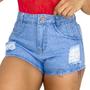 Imagem de Kit 2 Saias Bermuda Jeans Feminino Cintura Alta Destroyed Hot Pants