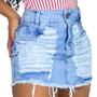 Imagem de Kit 2 Saias Jeans Feminino Cintura Alta Destroyed Hot Pants