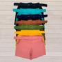 Imagem de Kit 2  Shorts Feminino Com cinto Cintura Alta M aos Plus Size - M G ou GG até 52