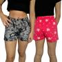 Imagem de Kit 2 Shorts Femininos Curtos Soltinhos Elástico Estampas Sortidas Viscolycra Pp ao Plus Size
