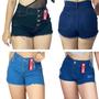 Imagem de Kit 2 Shorts Jeans Cintura Alta Modelos Variados Qualidade Premium