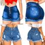 Imagem de Kit 2 Shorts Jeans Feminino Luxo Cintura Alta Jeans Premium