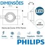 Imagem de Kit 2 Spot Led Philips Quadrado Embutir 6.2w Luz Branca 6500K