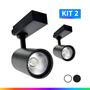 Imagem de Kit 2 Spot Trilho Eletrico LED Preto 30W Branco Frio 6500K Branco Quente 3000K