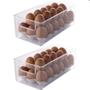 Imagem de Kit 2 suporte para ovos organizador de cozinha gaveta despensa armário geladeira acrílico multiuso