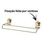 Imagem de Kit 2 Suporte Porta Toalha Toalheiro Duplo 45cm Com Ventosa Parede Banheiro Dourado - Future