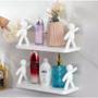 Imagem de Kit 2 Suportes Plástico Com Adesivo Decoração Para Sala Cozinha Banheiro Prateleira Organizador Sem Furo