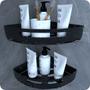 Imagem de Kit 2 Suportes Porta Shampoo P/ Banheiro De Canto Inox Preto