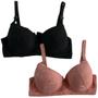 Imagem de Kit 2 Sutiã De Renda Plus Size Com Bojo Feminino Sustentação Conforto Com Aro Alça Grossa Reforçado