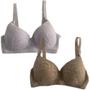 Imagem de Kit 2 Sutiã Plus Size Sustentação Com Aro Alça Grossa Com Bojo Feminino Reforçado De Renda Conforto