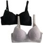 Imagem de Kit 2 Sutiã Plus Size Sustentação Com Aro Alça Grossa Com Bojo Feminino Reforçado De Renda Conforto