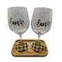 Imagem de Kit 2 Taças Bandeja Love Personalizado Vinho Amarela 490 Ml