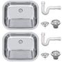 Imagem de Kit 2 Tanques de Encaixe Tramontina Hera 30 L em Aço Inox Polido 50x40 cm + Sifão 94400407X2-900X2