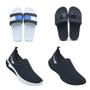 Imagem de Kit 2 Tênis Esportivo + 2 Chinelo Slide Masculino Macio Leve