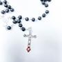 Imagem de Kit 2 terços religiosos Nossa Senhora Aparecida  madeira medalha proteção crucifixo prata