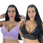 Imagem de Kit 2 Top Cropped De Renda Feminino Alças Ajustáveis Rendado Sutiã Blogueira Lingerie Sem Bojo