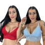 Imagem de Kit 2 Top Cropped De Renda Feminino Sem Bojo Alças Ajustáveis Rendado Blogueira Lingerie Sutiã