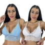 Imagem de Kit 2 Top Cropped De Renda Feminino Sem Bojo Alças Ajustáveis Rendado Blogueira Lingerie Sutiã