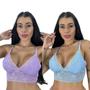 Imagem de Kit 2 Top Cropped De Renda Feminino Sem Bojo Alças Ajustáveis Rendado Blogueira Lingerie Sutiã