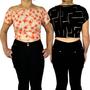 Imagem de Kit 2 Tops Ciganinha Ombro a Ombro Elástico Barra Estampas Sortidas Viscolycra Pp ao Plus Size