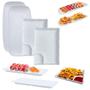 Imagem de Kit 2 Travessas 30x15 Cm + 2 Pratos com Divisoria + 2 Pratos 27x12 Cm Bestfer