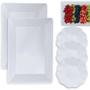 Imagem de Kit 2 Travessas 49 Cm Retangulares Fundas para Buffet + 3 Centros de Mesa para Salada 1, 5 L Melamina / Plastico  Bestfer 