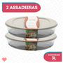 Imagem de Kit 2 Travessas Refratário Com Tampa 3L Oval Vidro Freezer
