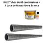 Imagem de Kit 2 Tubo Galvanizado 3/4 X 60cm Suporte De Pia Bancada + Massa Ibere Branca