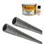 Imagem de Kit 2 Tubo Galvanizado 3/4 X 60cm Suporte De Pia Bancada + Massa Ibere Branca