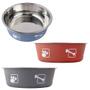 Imagem de Kit 2 uni comedouro / bebedouro de inox com pe antiderrapante 500ml