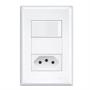 Imagem de Kit 2 Unid. Conjunto 4x2 Interruptor 1 Tecla Simples + Tomada 10A Modular Evidence - Fame