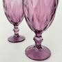 Imagem de Kit 2 Unid Taça Diamante Roxa Marsala Vidro 340ml Mesa Posta