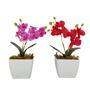 Imagem de Kit 2 Vasinhos Mini Orquídea Artificial Decorativo Vaso