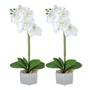 Imagem de Kit 2 Vasos de Flor Arranjo Orquídea Artificial Planta Realista Decorativa