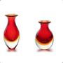 Imagem de Kit 2 Vasos Decorativo Cristal Murano Bicolor Vermelho N2 N3