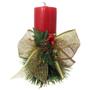 Imagem de Kit 2 Velas Natalina Vermelha Decorativa Para Natal Com Laço Dourado