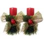 Imagem de Kit 2 Velas Vermelhas Decorativas Para Natal Com Laço Dourado e Fruta
