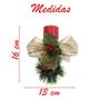 Imagem de Kit 2 Velas Vermelhas Decorativas Para Natal Com Laço Dourado e Fruta